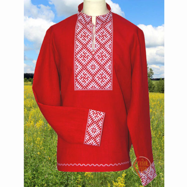 Славянская Рубаха мужская Цветок папоротника и алатырь