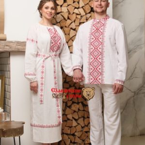 славянский Семейный комплект Рубаха Ясный Сокол + Рубаха Настенька