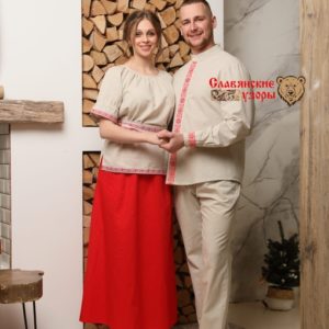 Славянский Семейный комплект Рубашка Мирослав+Блуза Ведана